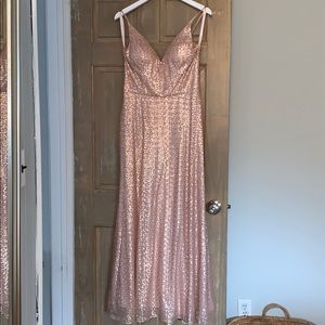 Morilee Madeline Gardner Rose Gold Sequin Gown